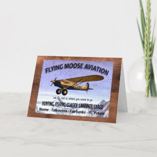 Vintage Flying Moose Aviation Sign Holiday Card