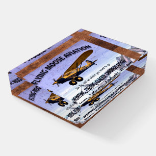 Vintage Flying Moose Aviation Sign Paperweight