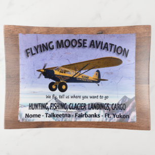 Vintage Flying Moose Aviation Sign Trinket Tray