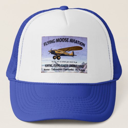 Vintage Flying Moose Aviation Sign Trucker Hat