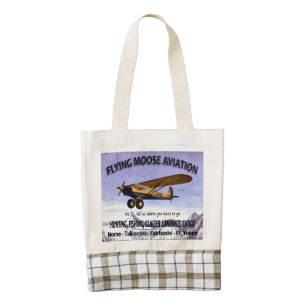 Vintage Flying Moose Aviation Sign Zazzle HEART Tote Bag