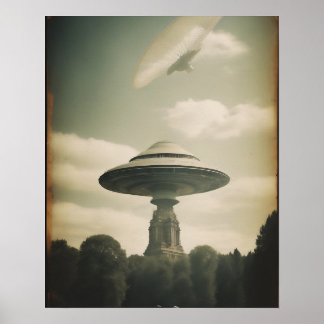 Vintage Flying Saucer Poster (Front)