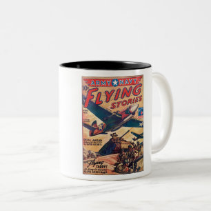 VINTAGE FLYING STORIES WWII MAG COVER  Two-Tone COFFEE MUG