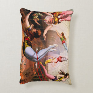 Vintage Flying Trapeze Circus Performers Pillow