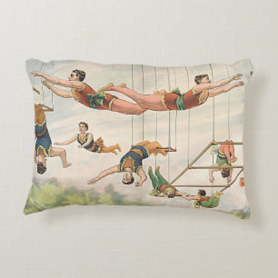 Vintage Flying Trapeze Circus Performers Pillow