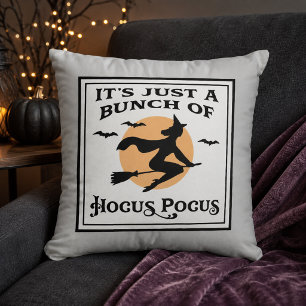 Vintage Flying Witch Moon Hocus Pocus Throw Pillow