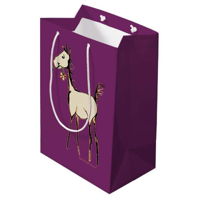 Vintage Foal with Flower Medium Gift Bag (Back Angled)