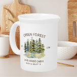 Vintage Foggy Green Forest Watercolor Cabin Lodge Beverage Pitcher<br><div class="desc">Elevate your vacation rental with our Vintage Foggy Green Forest Watercolor Cabin Lodge beverage pitcher. This artwork showcases vintage watercolor illustrations of woodland, what makes it truly special is the option to customize it with your own cabin name, making it a unique reflection of your style. Great to give a...</div>