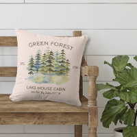 Vintage Foggy Green Forest Watercolor Cabin Lodge