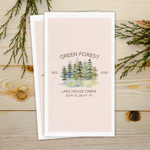Vintage Foggy Green Pine Tree Forest Cabin Lodge Paper Guest Towels