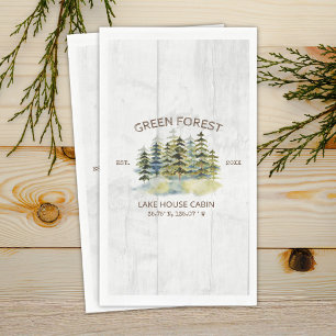 Vintage Foggy Green Pine Tree Forest Cabin Lodge Paper Guest Towels