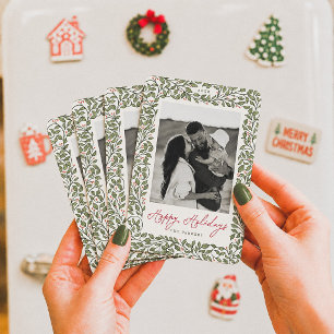 Vintage Foliage Botanical Holiday Christmas Photo Magnet