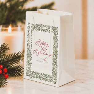 Vintage Foliage Botanical Holiday Christmas Small Gift Bag