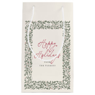 Vintage Foliage Botanical Holiday Christmas Small Gift Bag