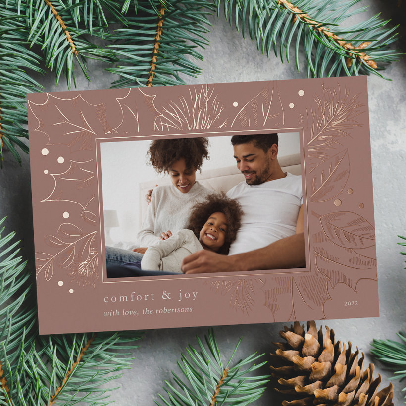 Vintage Foliage | Botanical Photo Foil Holiday                    Card