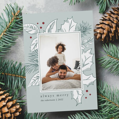 Vintage Foliage  Holiday Photo Card