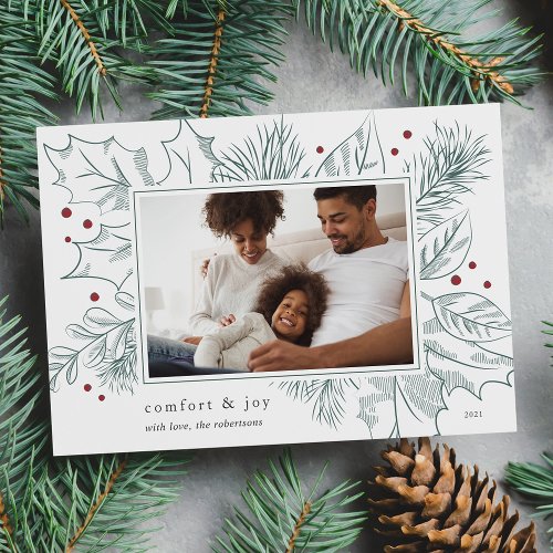 Vintage Foliage Photo Holiday Card