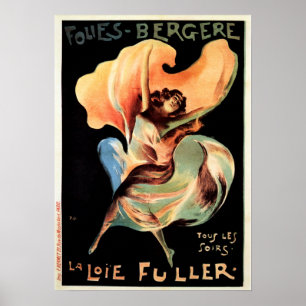 Vintage FOLIES BERGERE Art Nouveau Women Pin up Poster