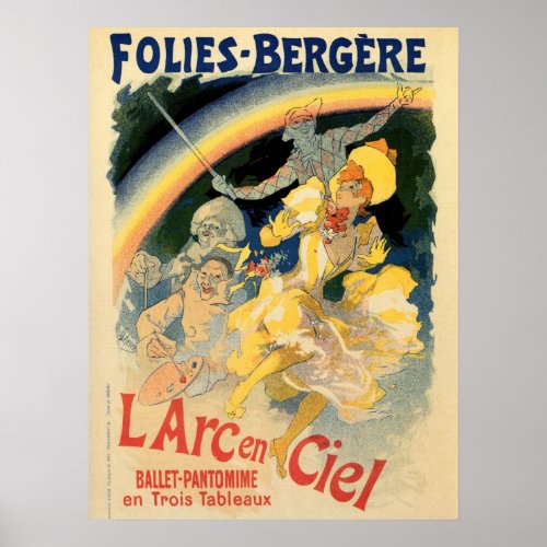 Vintage Folies Bergre rainbow ballet Poster