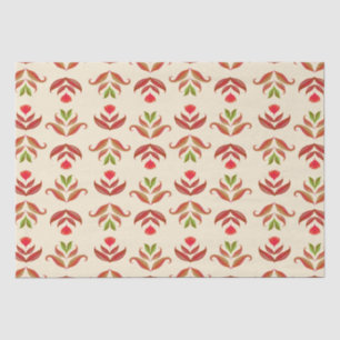 Vintage Folk Art Floral Print Cozy Rustic Autumn Tissue Paper