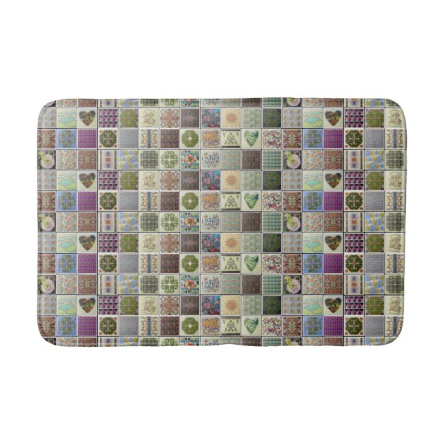 Vintage Folk Art Pattern Tiles Bath Mat (Front)