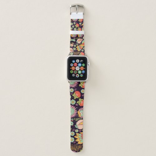 Vintage Folk Floral Birds Ornament Apple Watch Band
