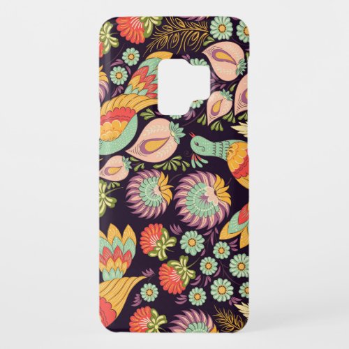 Vintage Folk Floral Birds Ornament Case_Mate Samsung Galaxy S9 Case