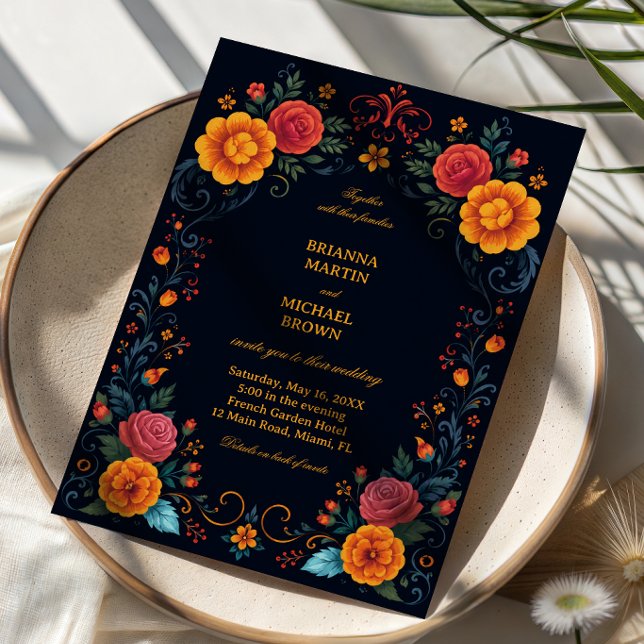 Vintage Folk Floral Elegant Invitation (Creator Uploaded)