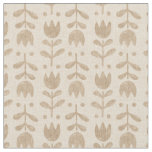 Vintage folk floral pattern with beige tulips. fabric