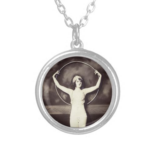 Vintage Follies Hoop Girl Silver Plated Necklace