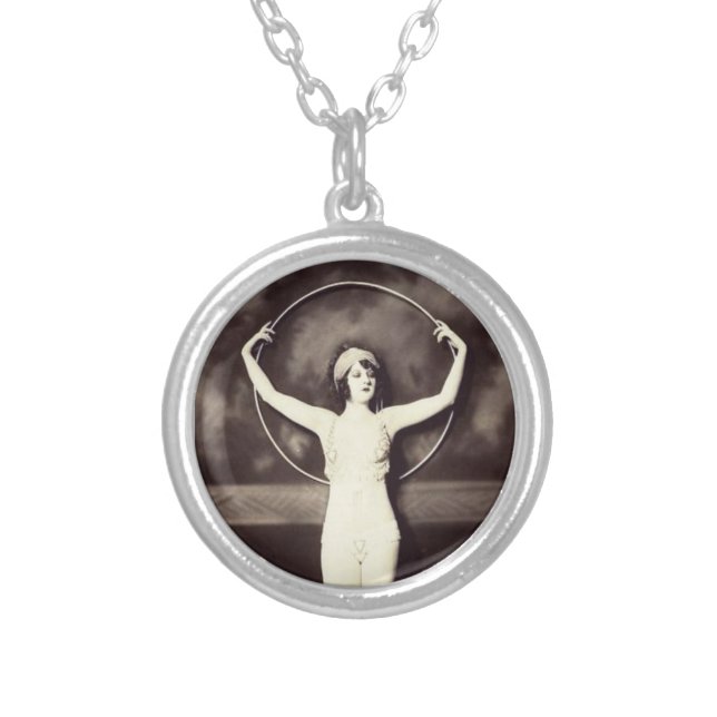 Vintage Follies Hoop Girl Silver Plated Necklace (Front)