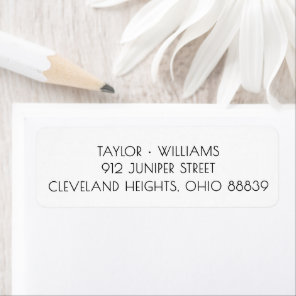 Vintage Font Black White Wedding Return Address Label