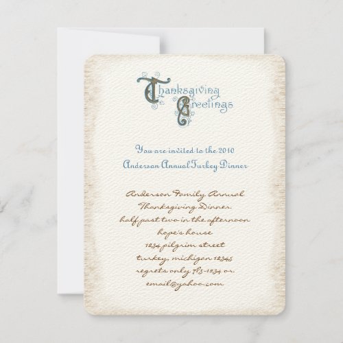 Vintage Font Thanksgiving Harvest Invitations