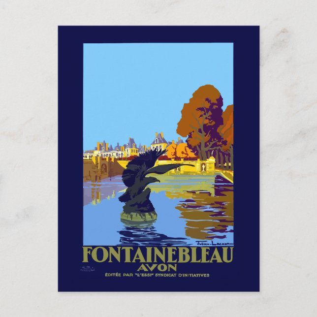 Vintage Fontainebleau Paris France Travel Postcard (Front)