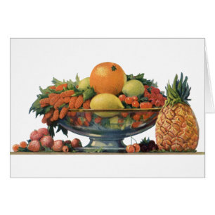 Vintage Food, Assorted Fruit in a Bowl Cards
