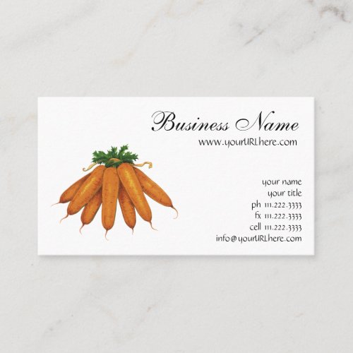 Vintage Food Bunch of Organic Carrots Vegetables Business Card