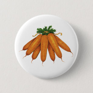 Vintage Food, Bunch of Organic Carrots Vegetables Button