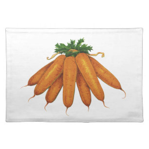 Vintage Food, Bunch of Organic Carrots Vegetables Cloth Placemat