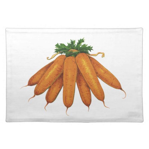 Vintage Food Bunch of Organic Carrots Vegetables Cloth Placemat