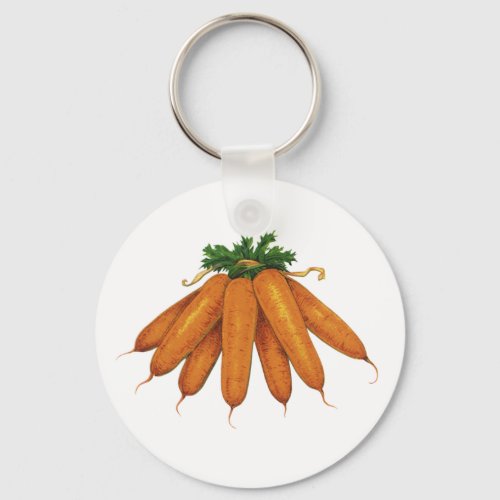 Vintage Food Bunch of Organic Carrots Vegetables Keychain