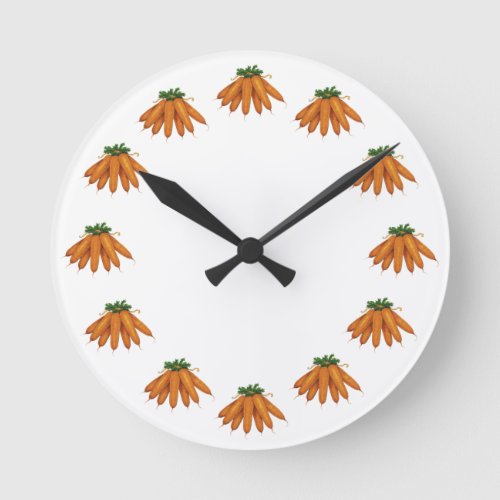 Vintage Food Bunch of Organic Carrots Vegetables Round Clock