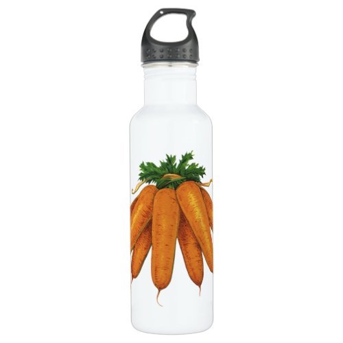 Vintage Food Bunch of Organic Carrots Vegetables Water Bottle