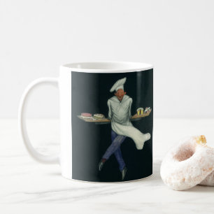 Vintage Food Business, Baker with Pastry Desserts Coffee Mug
