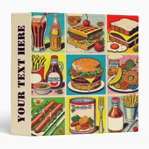 Vintage Food Comic Illustration 3 Ring Binder