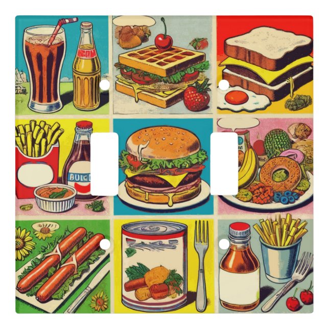 Vintage Food Comic Illustration Light Switch Cover (Front)