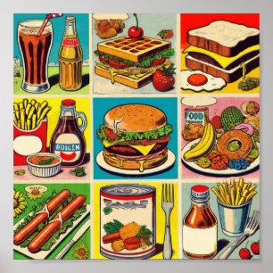Vintage Food Comic Illustration Poster