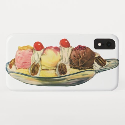 Vintage Food Desserts Banana Split Cherries iPhone XR Case