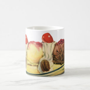 Vintage Food Desserts, Banana Split Cherries Coffee Mug