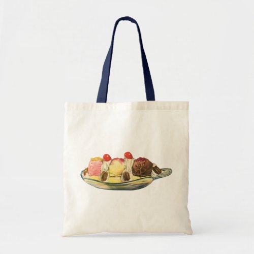 Vintage Food Desserts Banana Split Cherries Tote Bag