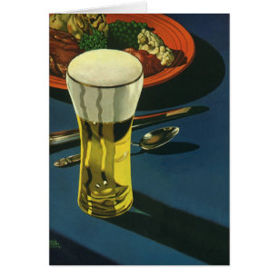 Vintage Food Drinks, Glass of Beer, Dinner Cards